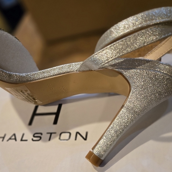 H by Halston Ankle Strap Party Bling High Heel Dress Sandal, Silver, NEW - Picture 8 of 16
